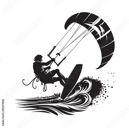 kitesurfing silhouette illustration icon