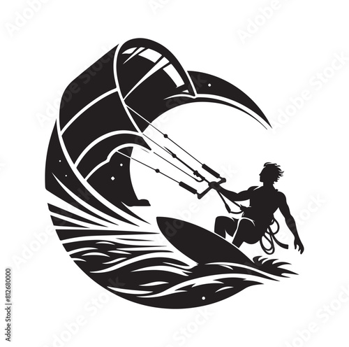 kitesurfing silhouette illustration icon