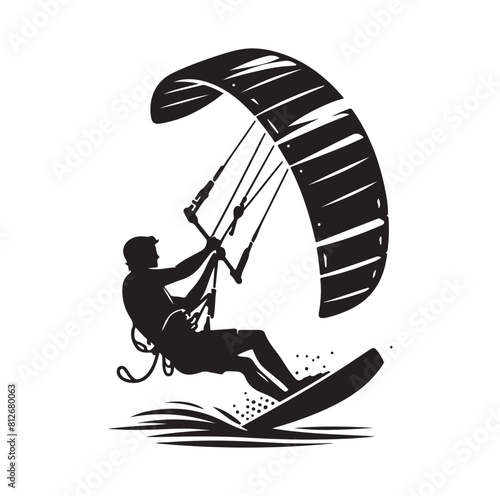 kitesurfing silhouette illustration icon