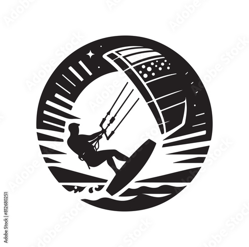 kitesurfing silhouette illustration icon