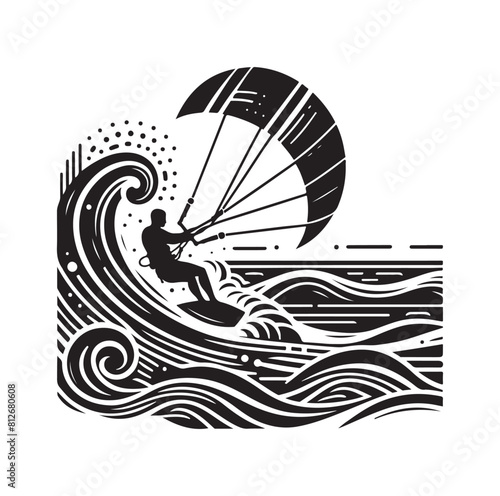 kitesurfing silhouette illustration icon