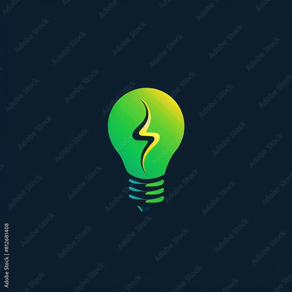 Green Light Bulb Logo on Dark Background Green Light Bulb Logo on Dark Background