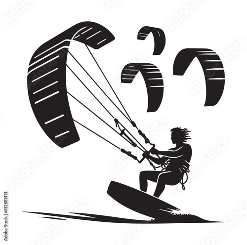 kitesurfing silhouette illustration icon