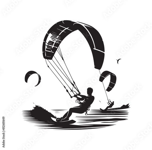 kitesurfing silhouette illustration icon