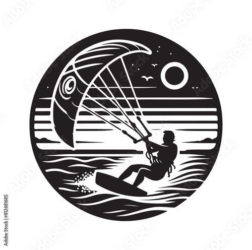 kitesurfing silhouette illustration icon