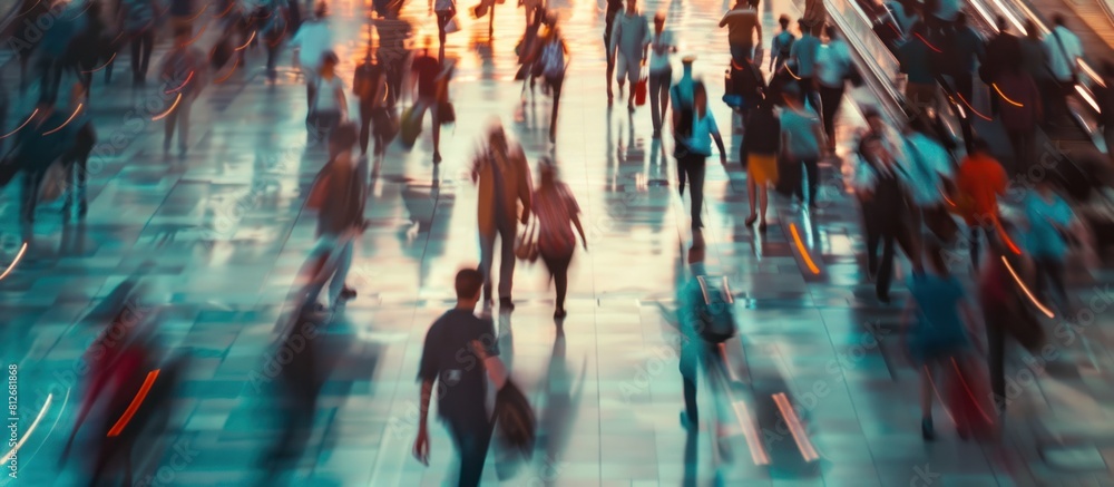 people walking around in a blur people walking around in a blur