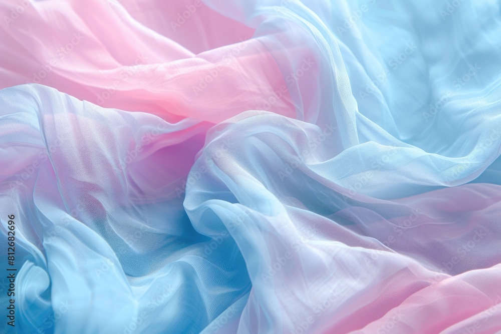 Obraz premium Elegant Pink and Blue Silk Fabric Waves in Soft Light