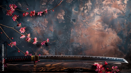 The Soul of Japan: Japanese Swords and Cherry Blossoms,日本の魂　日本刀と桜、Generative AI	 photo