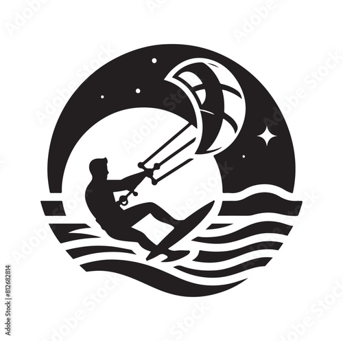 kitesurfing silhouette illustration icon