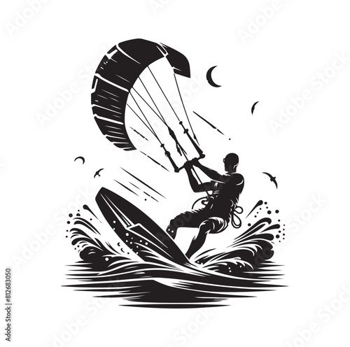 kitesurfing silhouette illustration icon