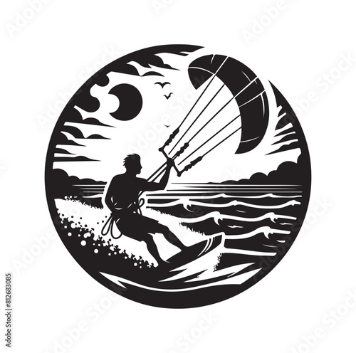 kitesurfing silhouette illustration icon