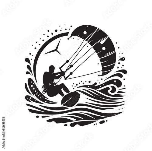 kitesurfing silhouette illustration icon