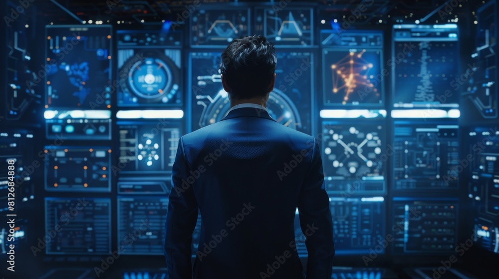 Professional Arya in a navy blue suit, torso only visible, highlighted against a cityscape background for a dynamic business effect Professional Arya in a navy blue suit, torso only visible, highlighted against a cityscape background for a dynamic business effect
