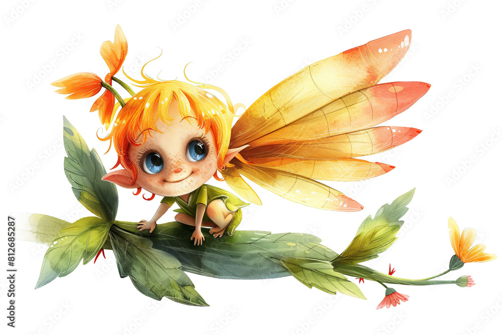 Little fairy sitting on a branch in the forest PNG transparent ...