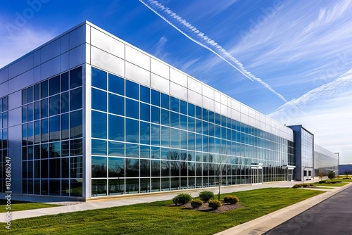 exterior view of modern manufacturing building industrial architecture