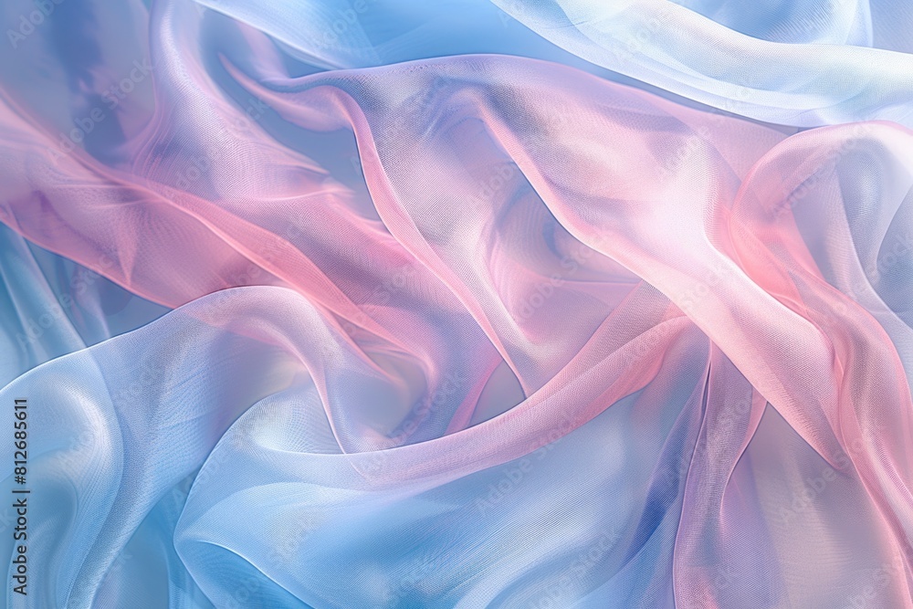 Obraz premium Majestic Flowing Blue and Pink Fabric Textures Symbolizing Softness and Elegance