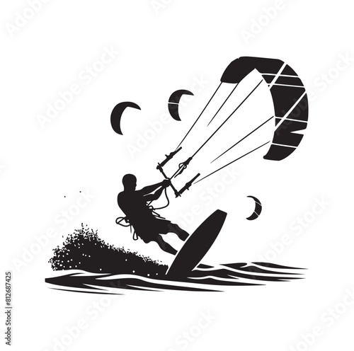 kitesurfing silhouette illustration icon