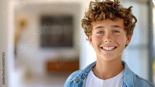 A Joyful Teenage Boy Smiling photo