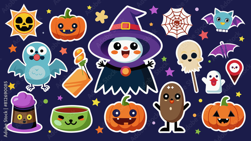 A set of stickers for halloween A set of stickers for halloween