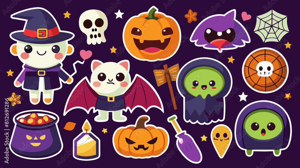 A set of stickers for halloween A set of stickers for halloween