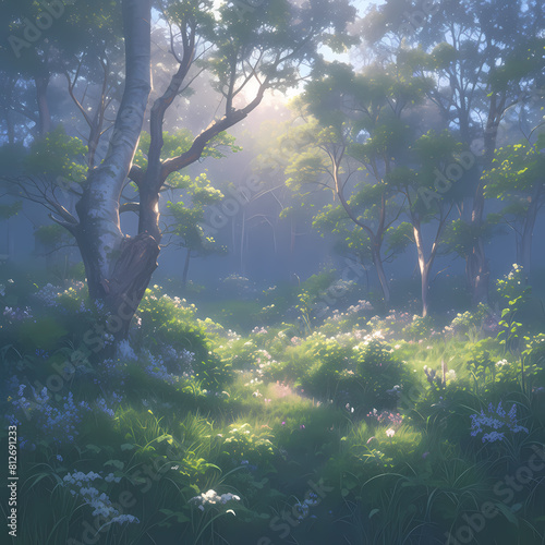 Ethereal and Sunlit Enchanted Woodland for Creative Projects photo
