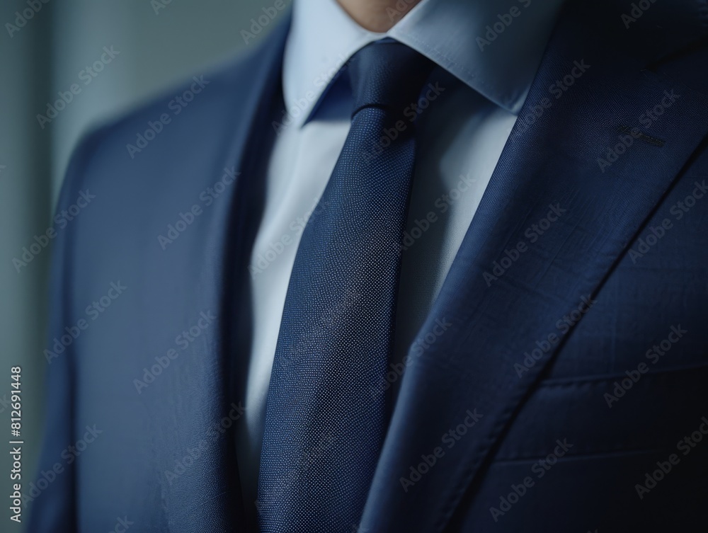 Closeup of Arya, a male business executive s torso in a navy blue suit, perfect for corporate profiles and leadership features Closeup of Arya, a male business executive s torso in a navy blue suit, perfect for corporate profiles and leadership features