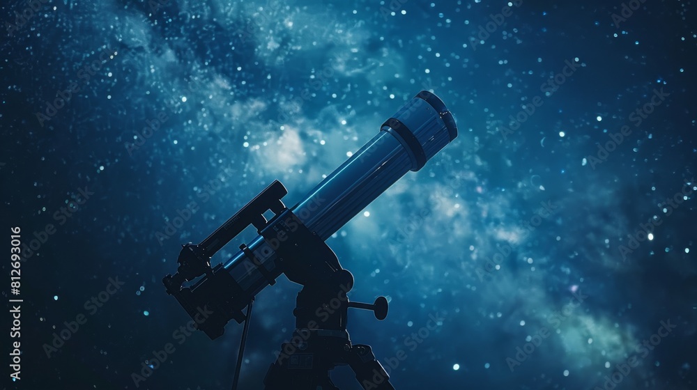 wonder of exploration with a low angle shot of a telescope pointed towards the vast expanse of the night sky wonder of exploration with a low angle shot of a telescope pointed towards the vast expanse of the night sky