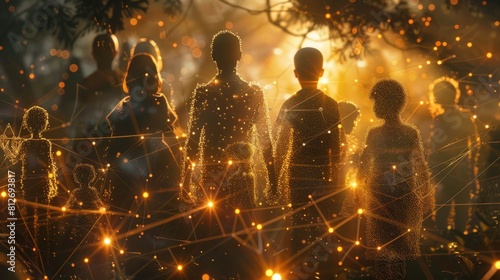 The image shows a group of people standing in a forest © Sodapeaw