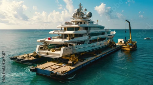 Yacht Transport on a Semi-Submersible Ship photo
