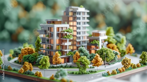 a miniature model of a modern apartment complex