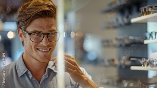 Man Choosing New Eyeglasses