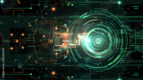 3D rendering of abstract technology concept background. Hi-tech circuit board,Abstract futuristic electronic circuit board and mesh line processing technology background Modern hi-tech, science 