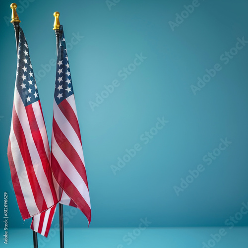 Memorial Day flag presented against a tranquil blue background  honor American values.