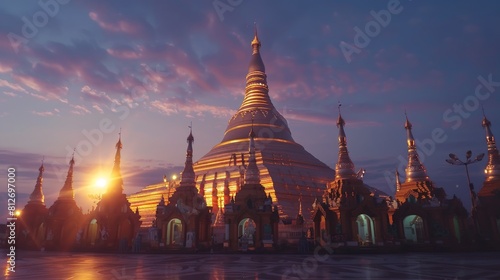 "The iconic Shwedagon Pagoda in Yangon, Myanmar, a gilded stupa that attracts millions of pilgrims annually, representing the spiritual heart of the Burmese people