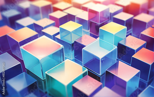 Abstract Background with Futuristic Cube Shapes in 3D, Modern cube background