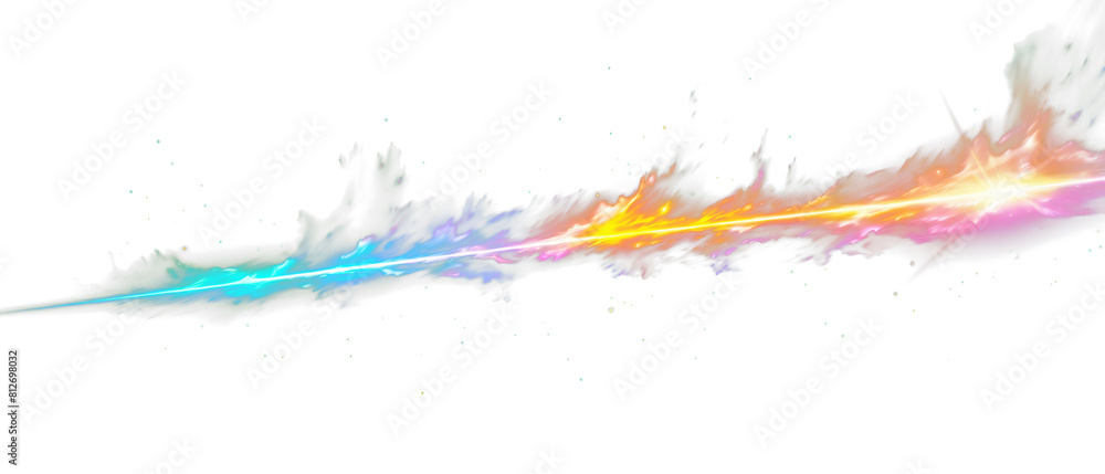 Vibrant Cosmic Energy Burst in Cool Tones on transparent