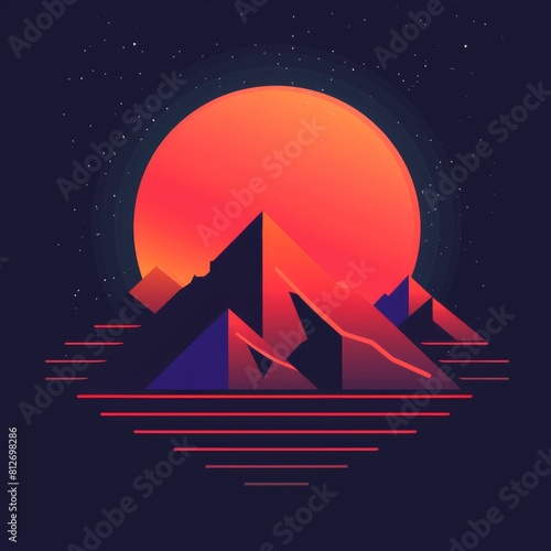 Majestic Mountain Silhouetted by Sunset