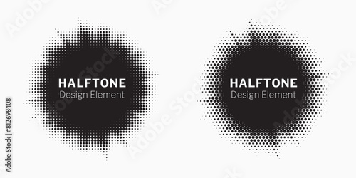 Halftone Background. Glowing light Halftone effect. Abstract grunge Starburst halftone dots background set. Star Flare, Shine light halftone texture. Retro background, pop art style.