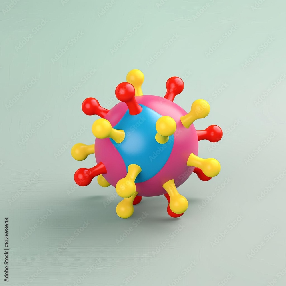 model of a virus particle in vibrant colors model of a virus particle in vibrant colors
