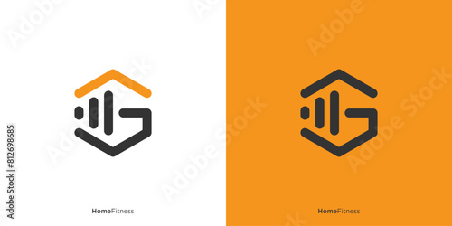 Simple Home Fitness Logo Design. Home GYM Forming the Letter G with a Barbell Logo Design.