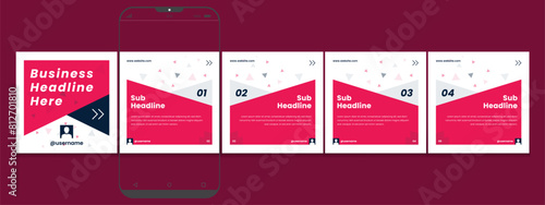 Set of LinkedIn carousel post, social media Instagram carousel post, modern and editable business carousel template design