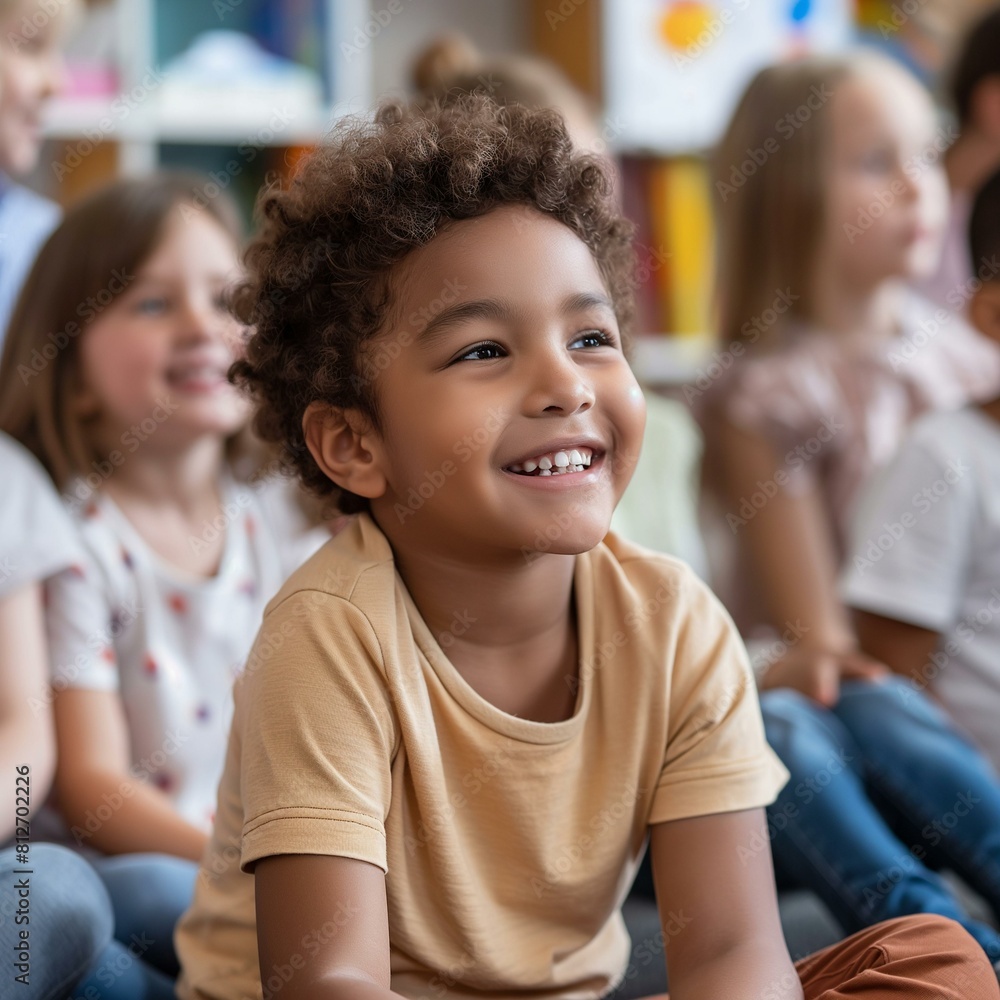 Joyful Diverse Children Learning Together in a Classroom Setting Joyful Diverse Children Learning Together in a Classroom Setting