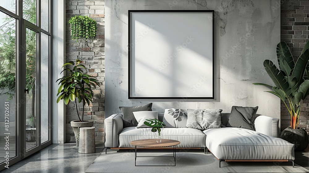 A modern and inviting living room with a blank frame, ideal for mockups, showcasing contemporary style and comfort 8K , high-resolution, ultra HD,up32K HD A modern and inviting living room with a blank frame, ideal for mockups, showcasing contemporary style and comfort 8K , high-resolution, ultra HD,up32K HD