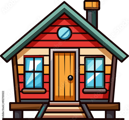 Tiny House Flat Color Cartoon isolated on a transparent background © tnihousestudio