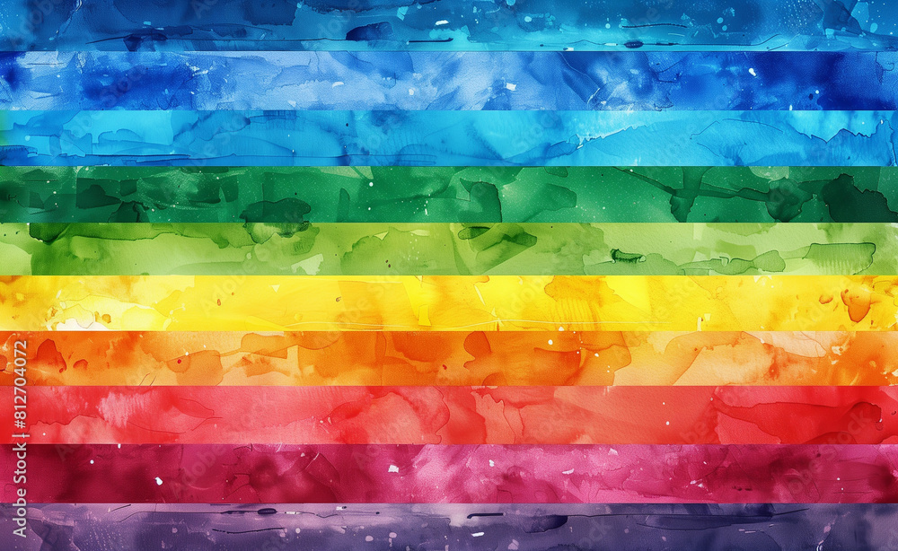 Fototapeta premium watercolor rainbow stripes background, rainbow flag design, in the style of an LGBT concept, Generative AI