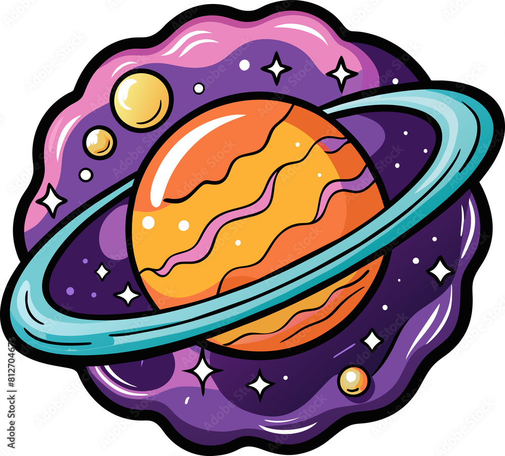 Universe Flat Color Cartoon isolated on a transparent background Universe Flat Color Cartoon isolated on a transparent background