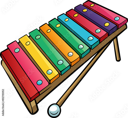 Xylophone Flat Color Cartoon isolated on a transparent background