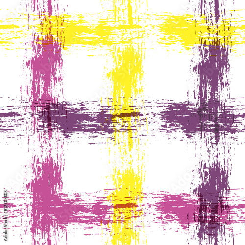 Bohemian watercolor brush stripes seamless pattern. Hand drown paint strokes graphic For wallpaper. Gray and orange colors seamless pattern.