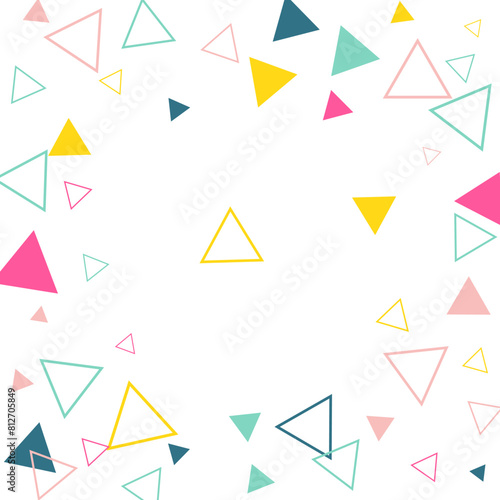 Set of template with colorful gradient triangle pattern on each corner position with white space. Abstract geometric background.