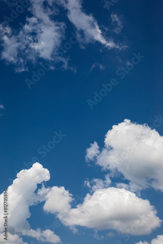 Blue summer sky with fluffy clouds